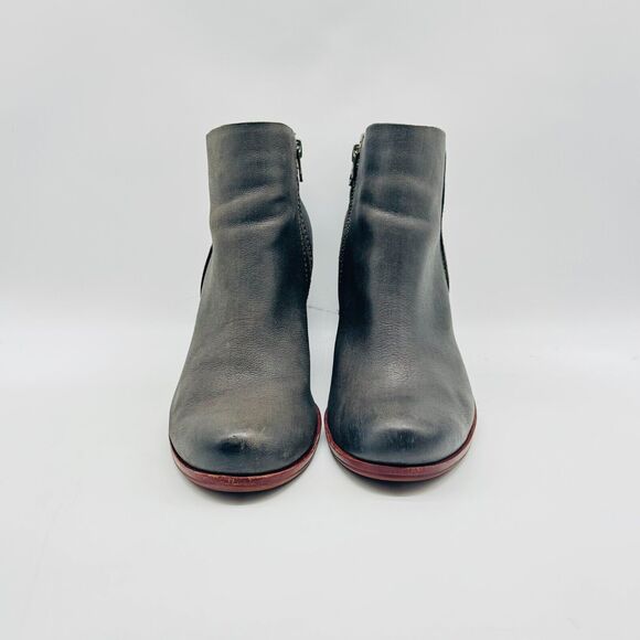 Korkease Boots Womens 8 Gray Leather Ankle Zip Back Casual Wedge Comfort Shoes - Picture 9 of 13